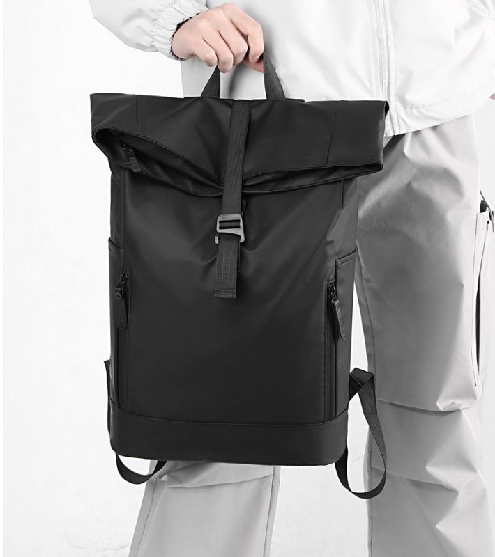 Custom PU-Coated Roll Top Laptop Backpack