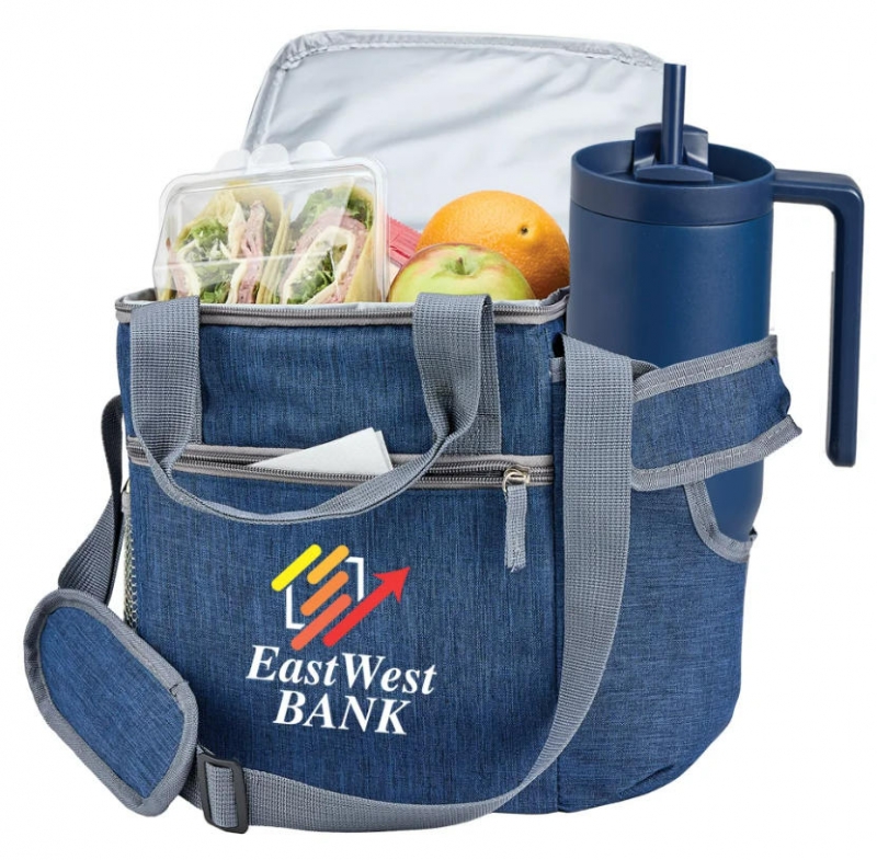 Custom 9-Can Lunch Cooler Bag with Tumbler Pocket