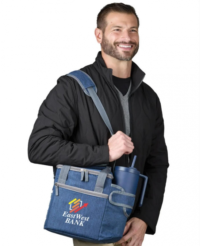 Custom 9-Can Lunch Cooler Bag with Tumbler Pocket