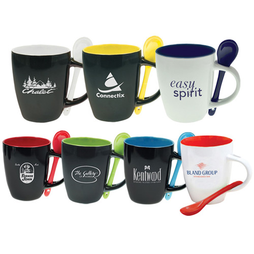Ceramic Mug (12 Oz.) with spoon