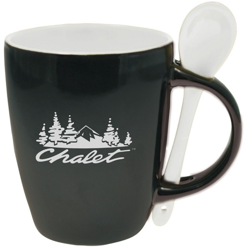 Ceramic Mug (12 Oz.) with spoon