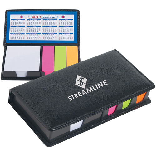 Leather Look Case of Sticky Notes with Calendar