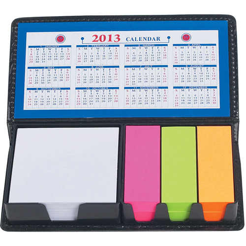 Leather Look Case of Sticky Notes with Calendar