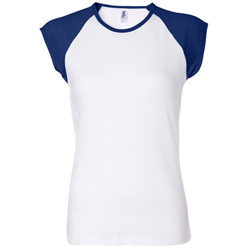 Ladies  Rib Cap Sleeve Raglan T-shirt