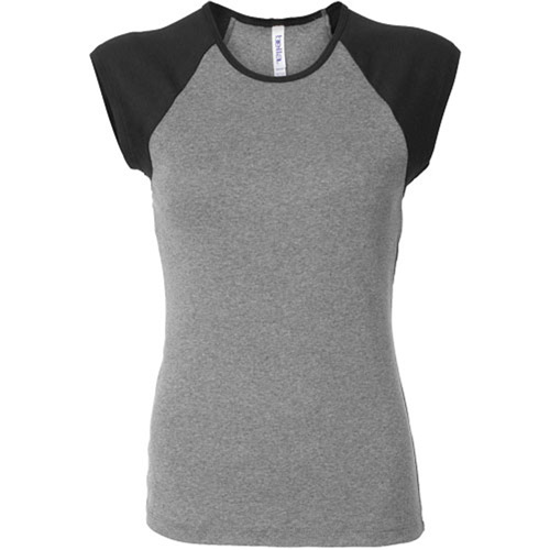 Ladies  Rib Cap Sleeve Raglan T-shirt