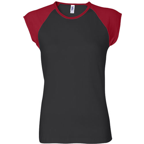 Ladies  Rib Cap Sleeve Raglan T-shirt