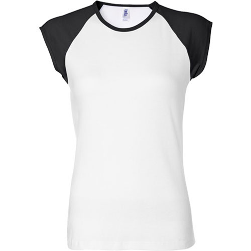 Ladies  Rib Cap Sleeve Raglan T-shirt