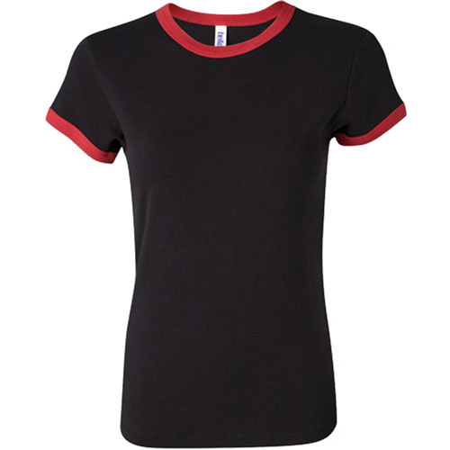 Ladies  Rib Short Sleeve Ringer T-shirt