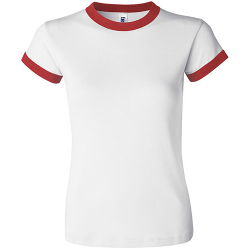 Ladies  Rib Short Sleeve Ringer T-shirt