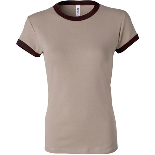 Ladies  Rib Short Sleeve Ringer T-shirt