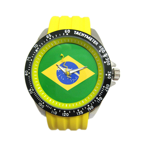 Top seller world cup 2014 promotional gift watch in brazil / Flag Silicone Wrist Watch